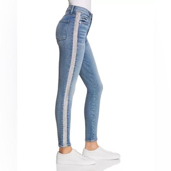 7 FOR ALL MANKIND High Waist Ankle Skinny | Shimmer Stripe | Size 24 - Picture 8 of 14
